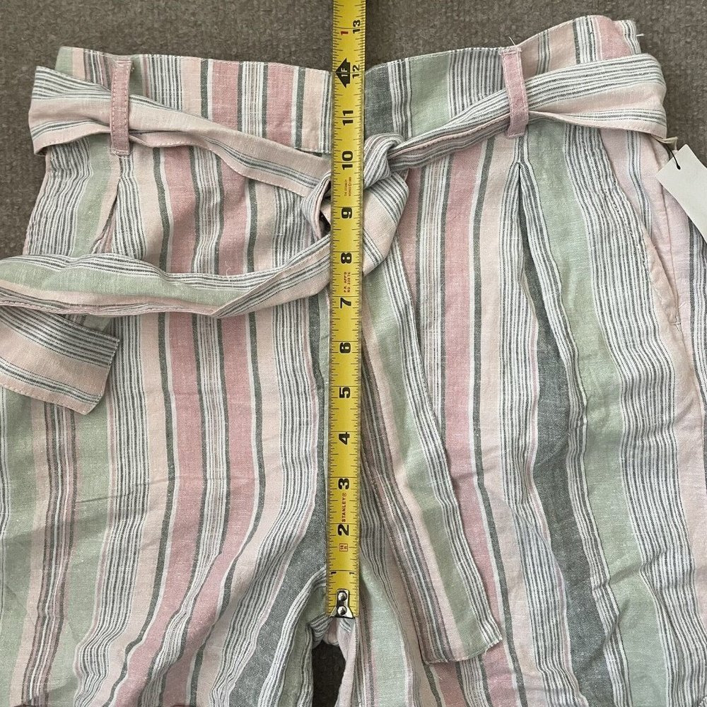 Caslon Womens Shorts XS Pink Green Striped Linen Blend Belt Lightweight Casual - Picture 7 of 9